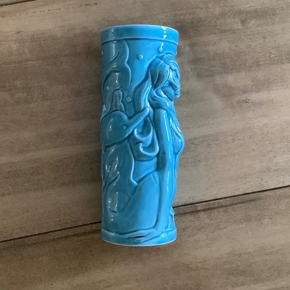 VIintage Turquoise Orchids of Hawaii Mermaid Fish Tiki Mug Vase R-99 - Picture 5 of 8